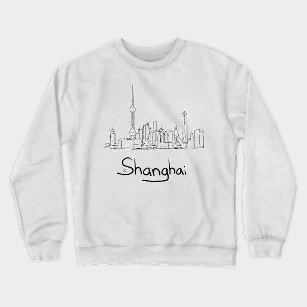 Shanghai cityscape Crewneck Sweatshirt by jitkaegressy